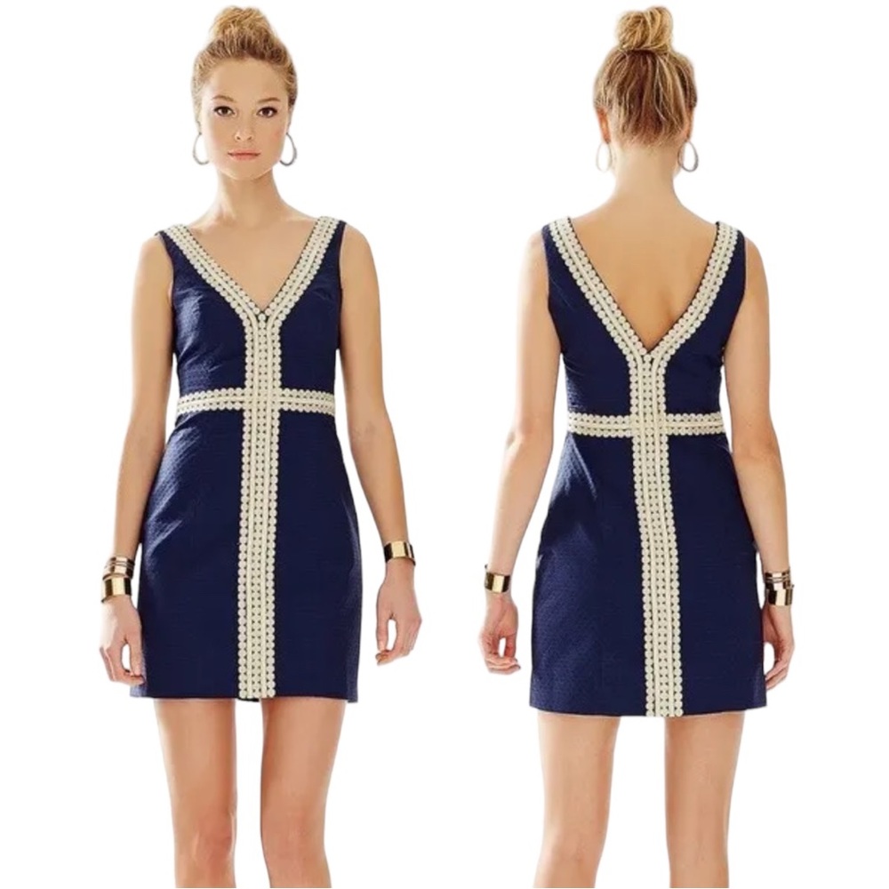 Lilly Pulitzer Bentley Cotton Shift‎ Mini Dress in Navy Size 00